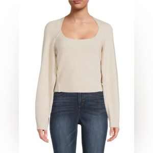 Free People Saffron Open Back Cream Sweater